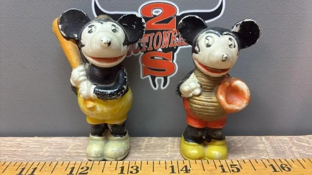 2 Porcelain Mikey Mouse Figures. Japan. *SC