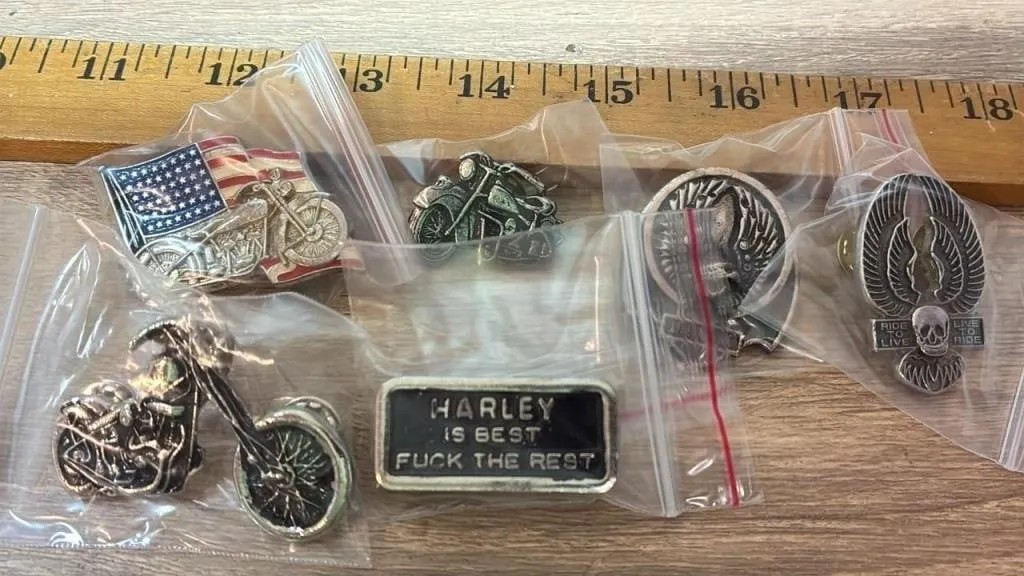 6 Motorcycle Pins. *SC