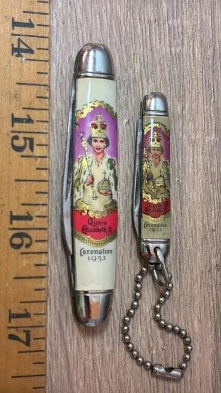 2 Vintage Pocket Knives. 1953 Coronation of Queen