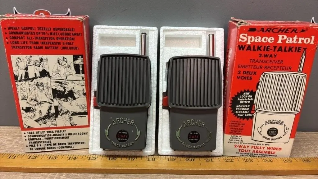 2 Archer Space Patrol Walkie Talkies w/Original