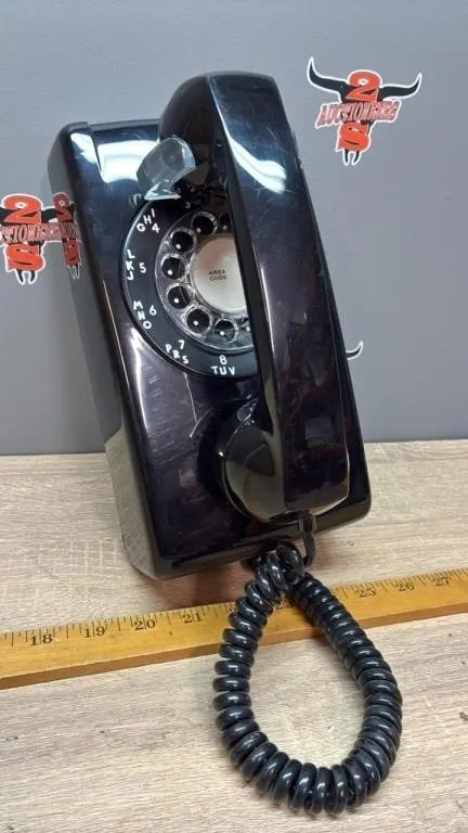 Vintage Wall Mount Rotary Telephone.