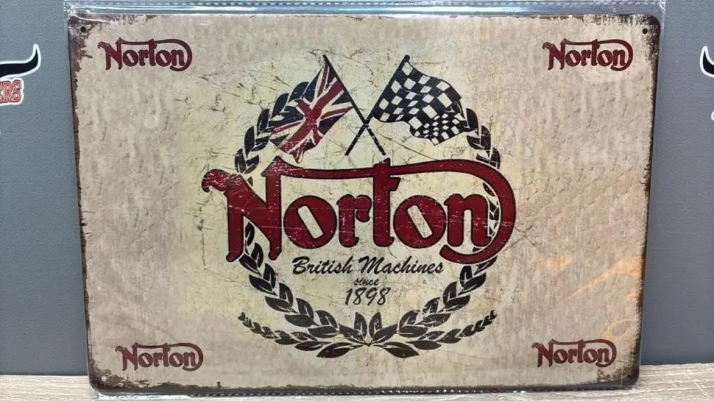 Decorative Tin Sign - Norton. 12�Wx8�H.