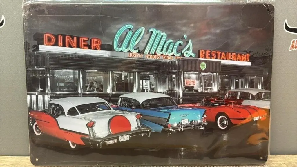 Decorative Tin Sign - Vintage Diner. 12�Wx8�H.