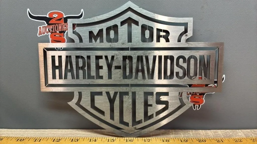 Steel Harley Davidson Sign. 10.5�Wx8�H.