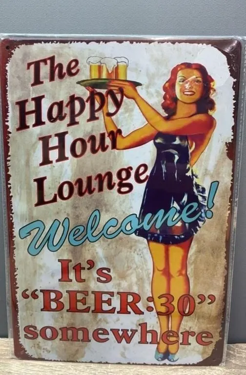 Decorative Tin Sign - Beer:30. 12�Hx8�W.