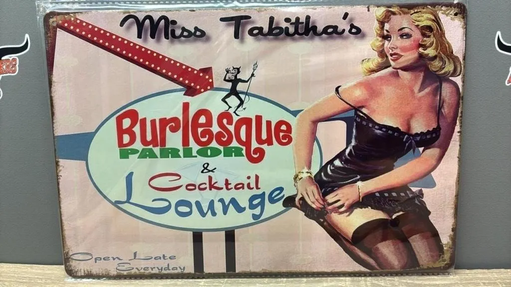 Decorative Tin Sign - Burlesque Lounge. 12�Wx8�H.
