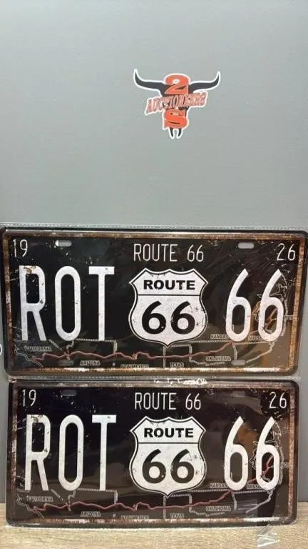 2 Novelty License Plates - Route 66.