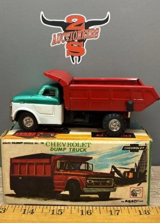 Chevrolet Dump Truck Tin Toy w/Original Box.