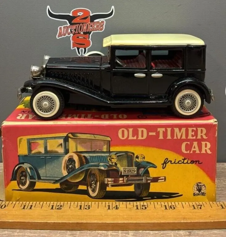 Old Timer Tin Friction Toy Car w/Original Box.