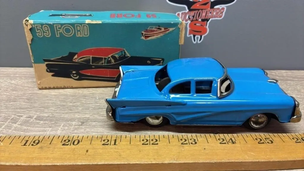 Tin Friction Toy 1959 Ford w/Original Box.