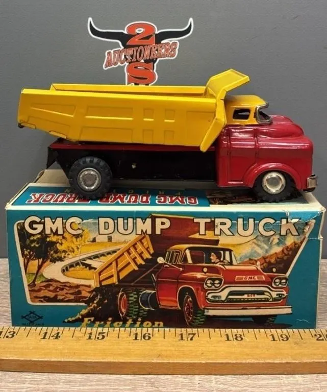 GMC Friction Toy Dump Truck w/Original Box.