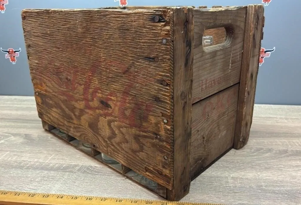 Rough Wooden Coca-Cola Crate w/Asst. Coke & Pepsi