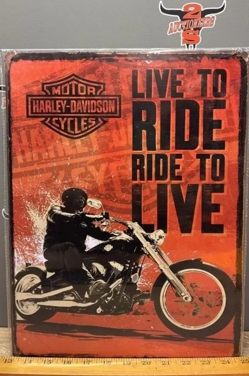 Decorative Tin Sign - Ride To Live. 16�Wx12�H.