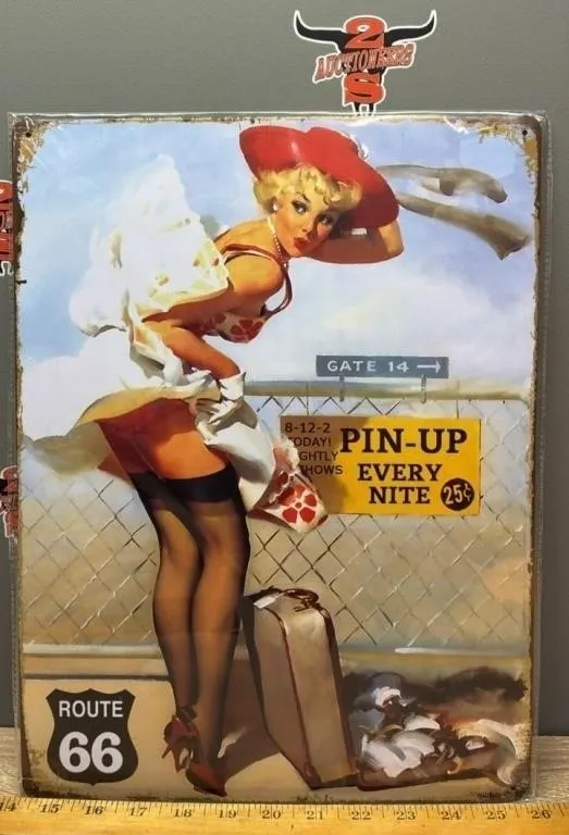 Decorative Tin Sign - Pin Up Girl. 16�Wx12�H.