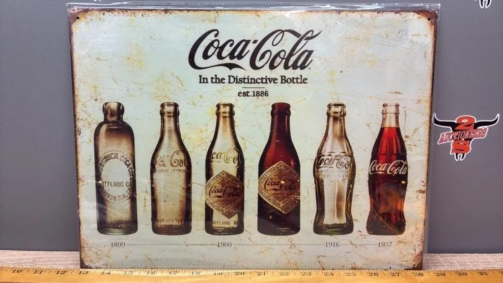 Decorative Tin Sign - Coca-Cola Bottle Evolution.