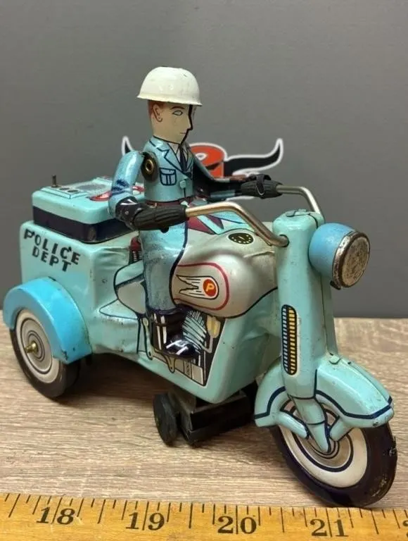 Vintage Police Motorcycle Toy.