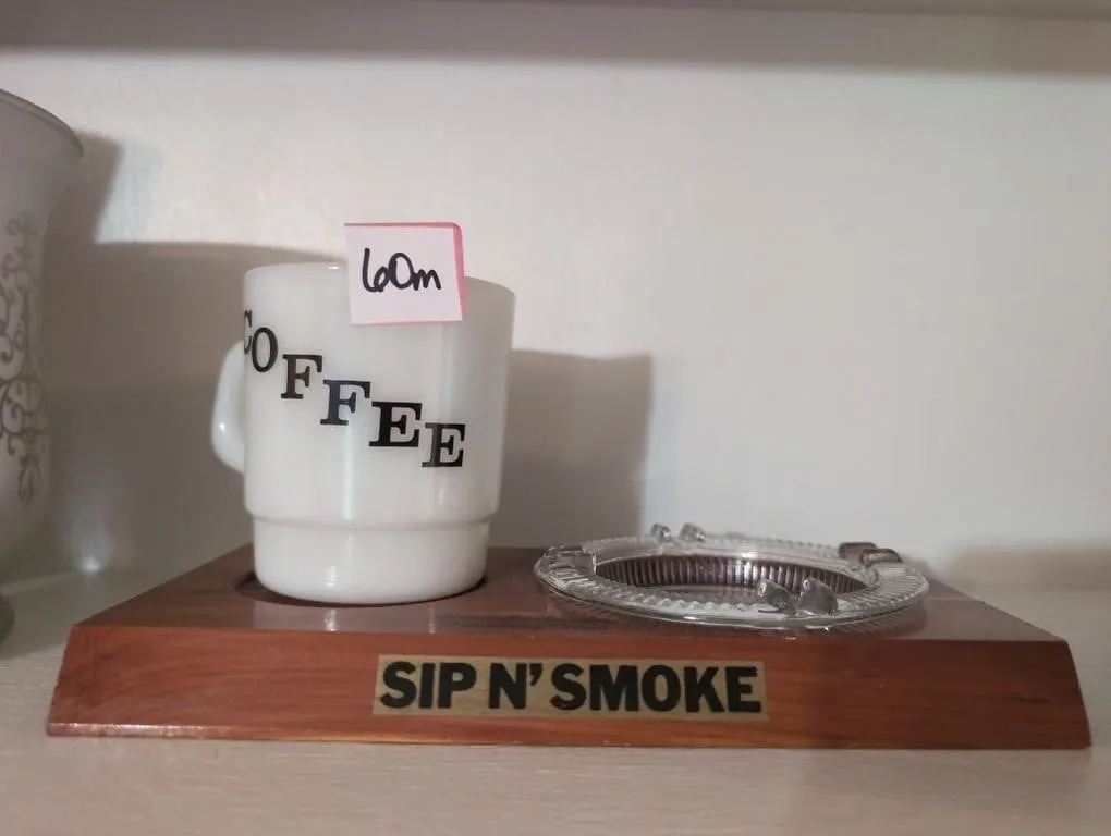Vintage sip n smoke coffee & ashtray combo