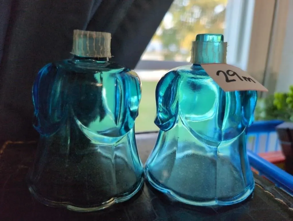 Vintage blue glass votive cups