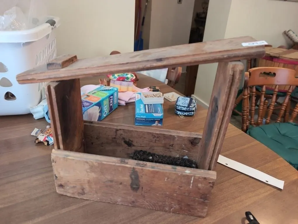 Vintage wood shoe shine box
