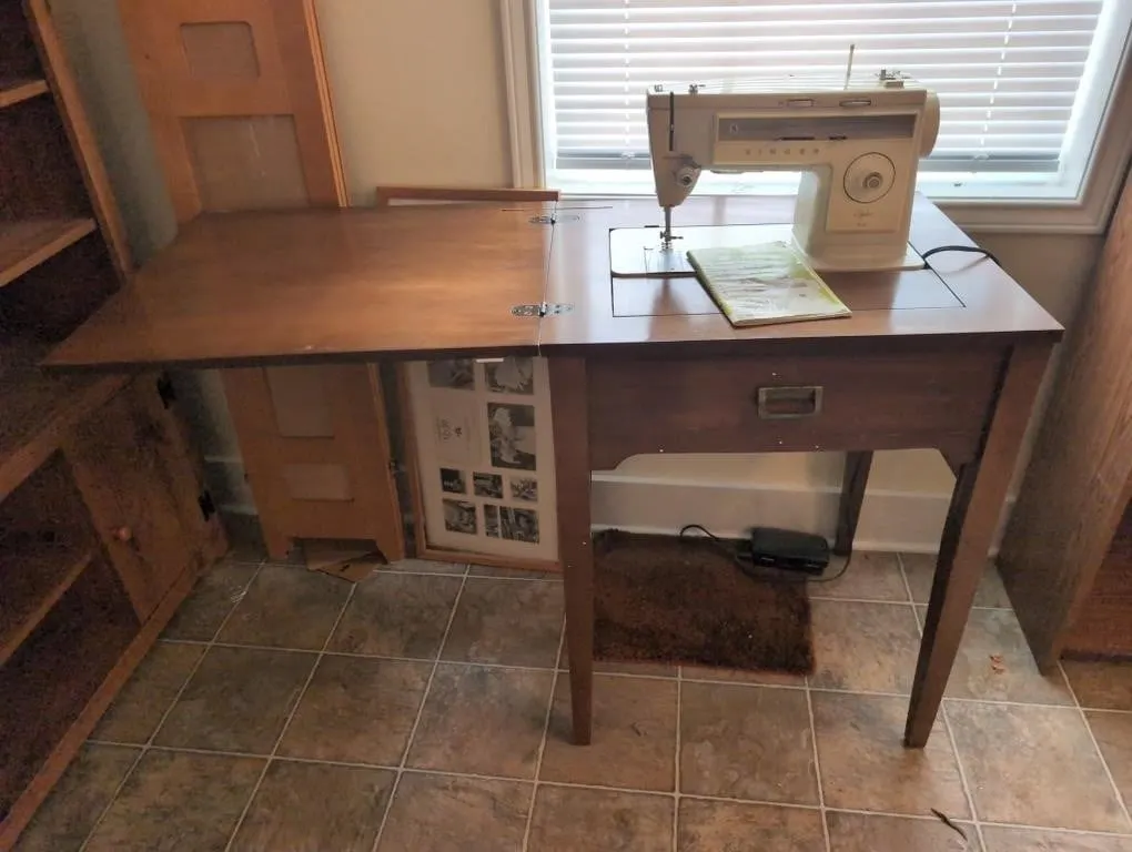 Singer sewing machine and cabinet