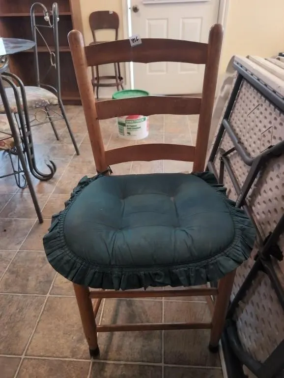 Vintage wood chair and cushion