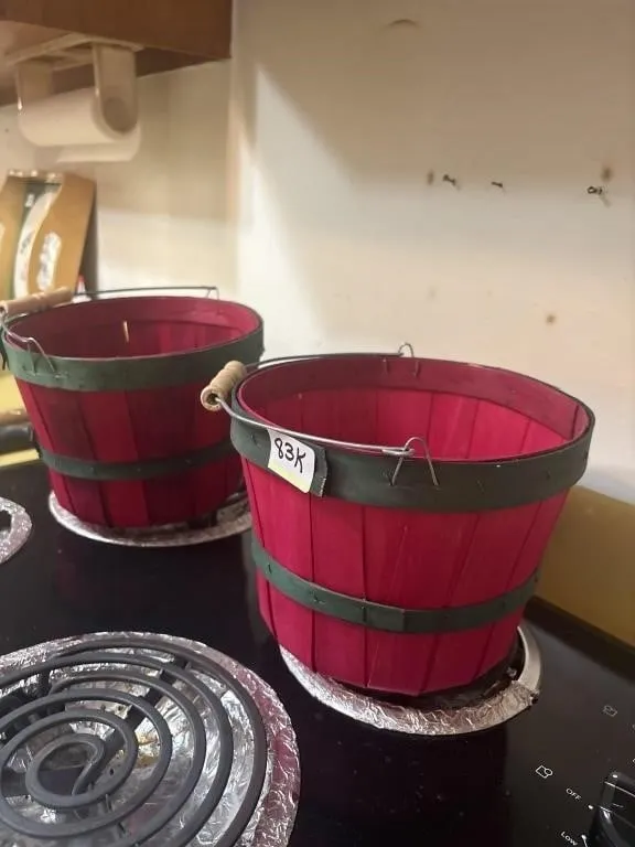 Red apple picking baskets
