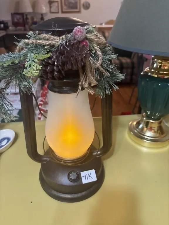 Winter themed plastic battery operated lantern