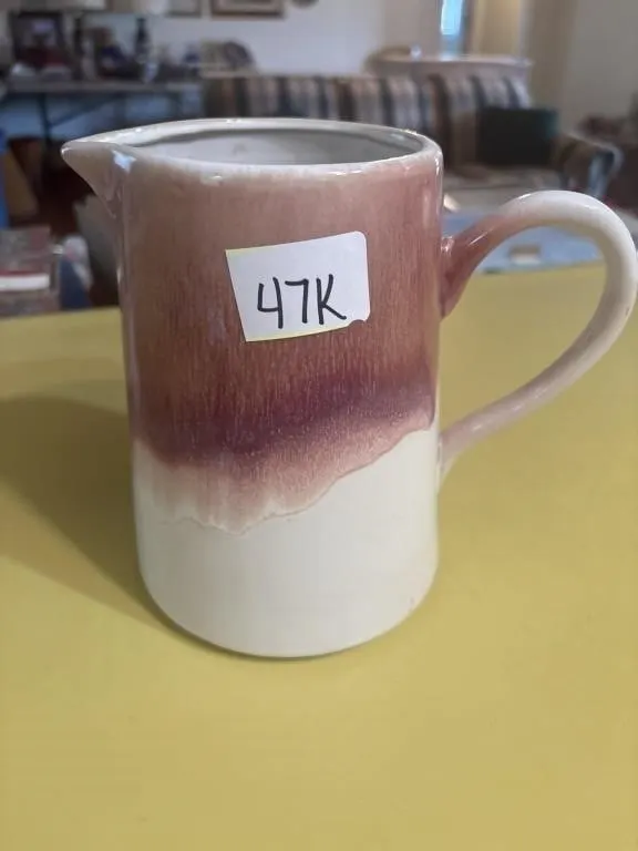 Mauve and white telaflora pitcher 7 inch