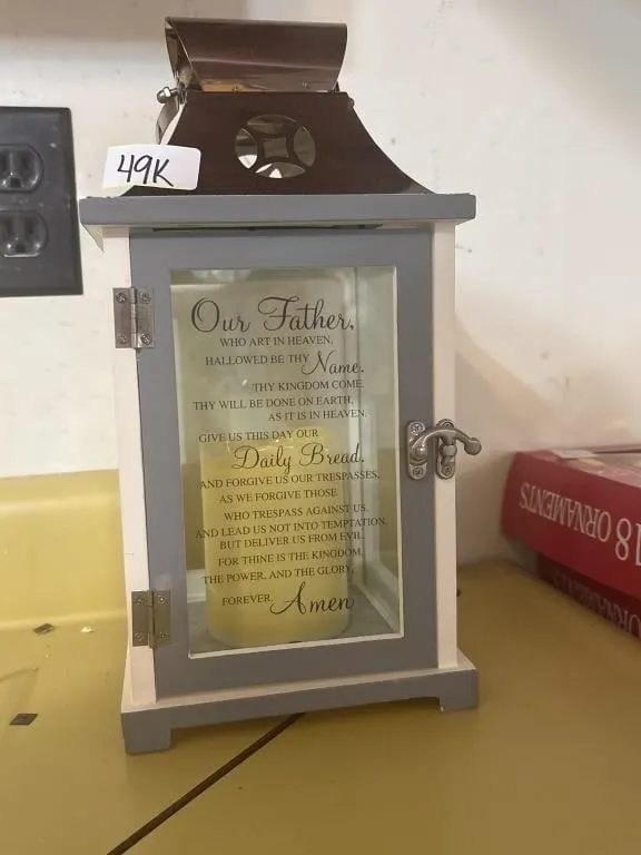 Father memorial lantern with e-candle