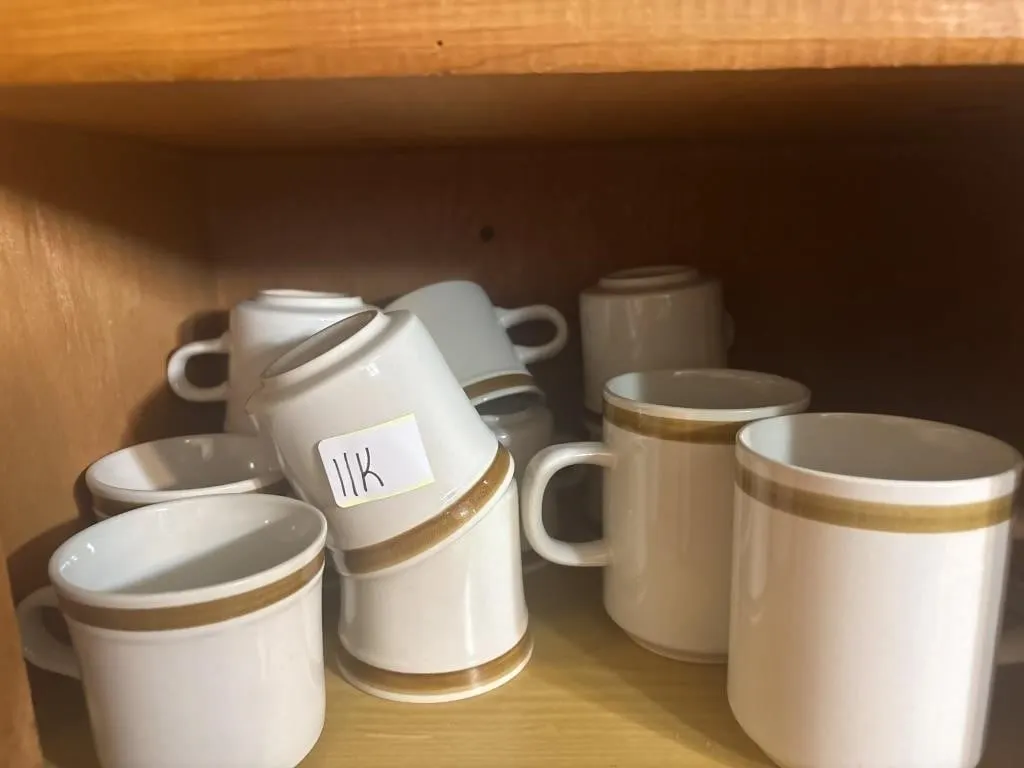 Stoneware Coffee mugs and cream pitcher