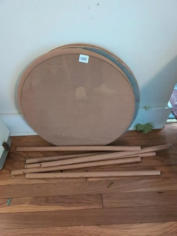 2 round table tops and legs