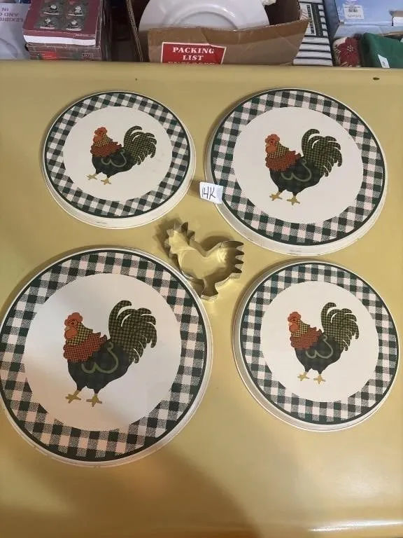 Stove burner covers and cookie cutter roosters