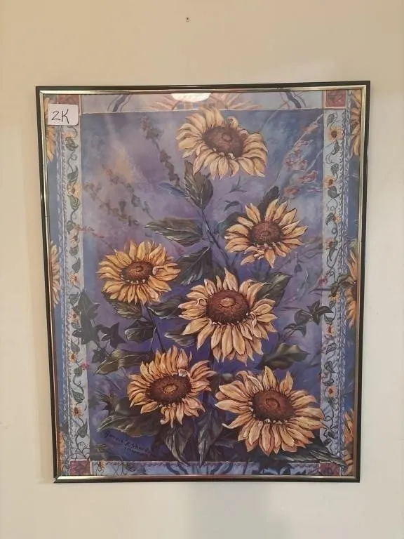 Framed sunflower print 16x20