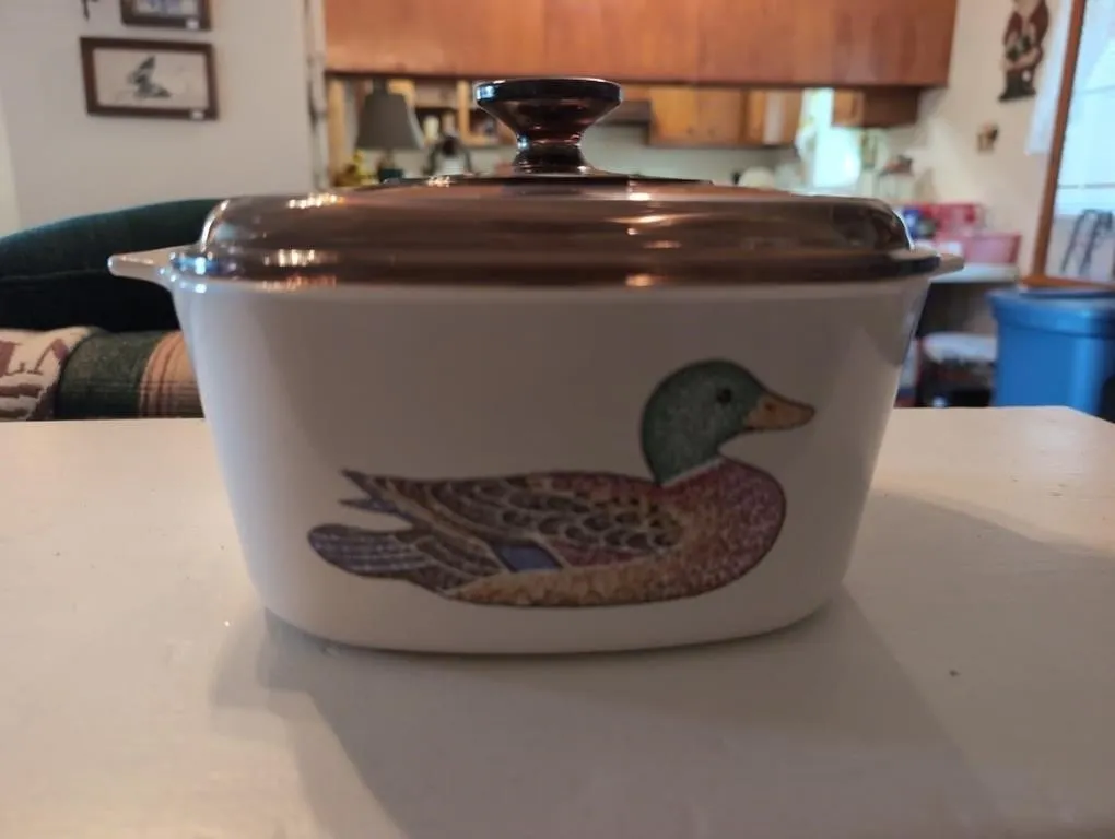 Corning Ware mallard duck dish & lid