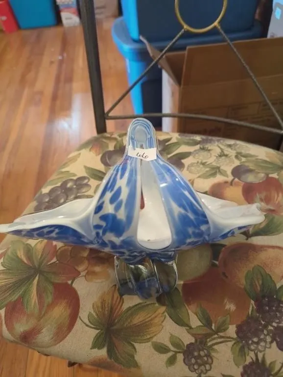 Vintage Hand blown glass basket