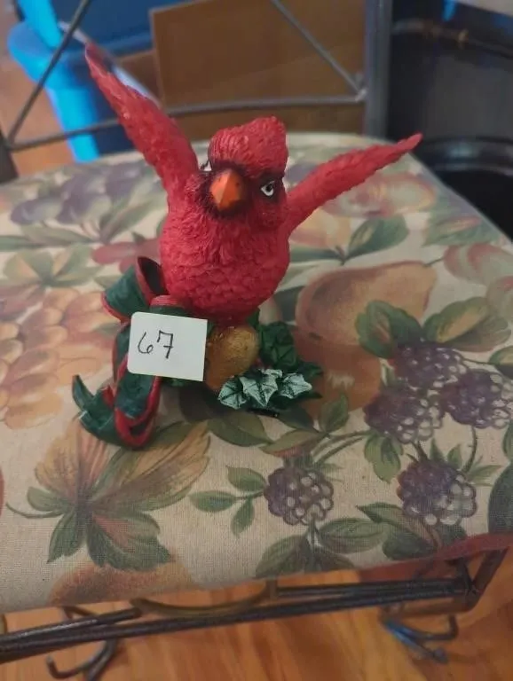 Ceramic cardinal stocking hook