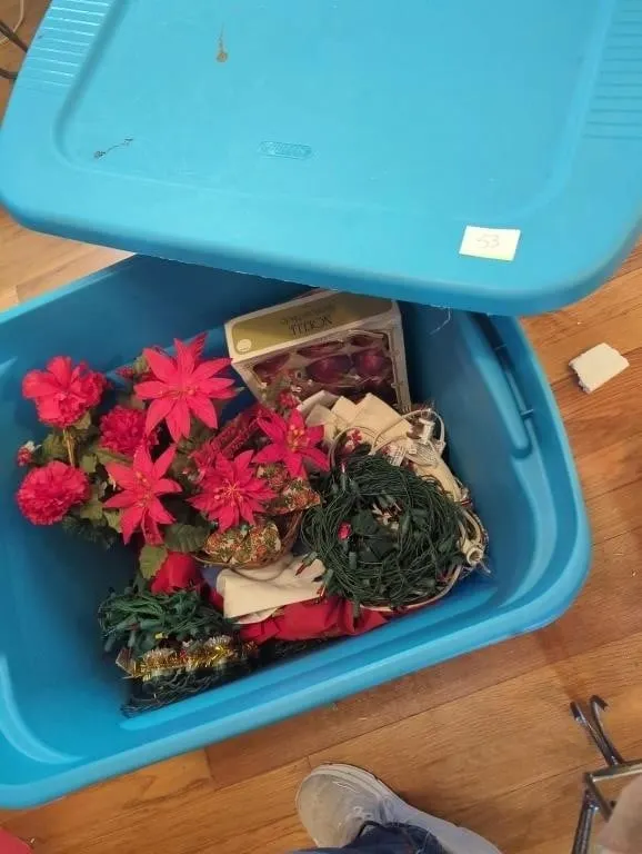 Tote full of Christmas decor