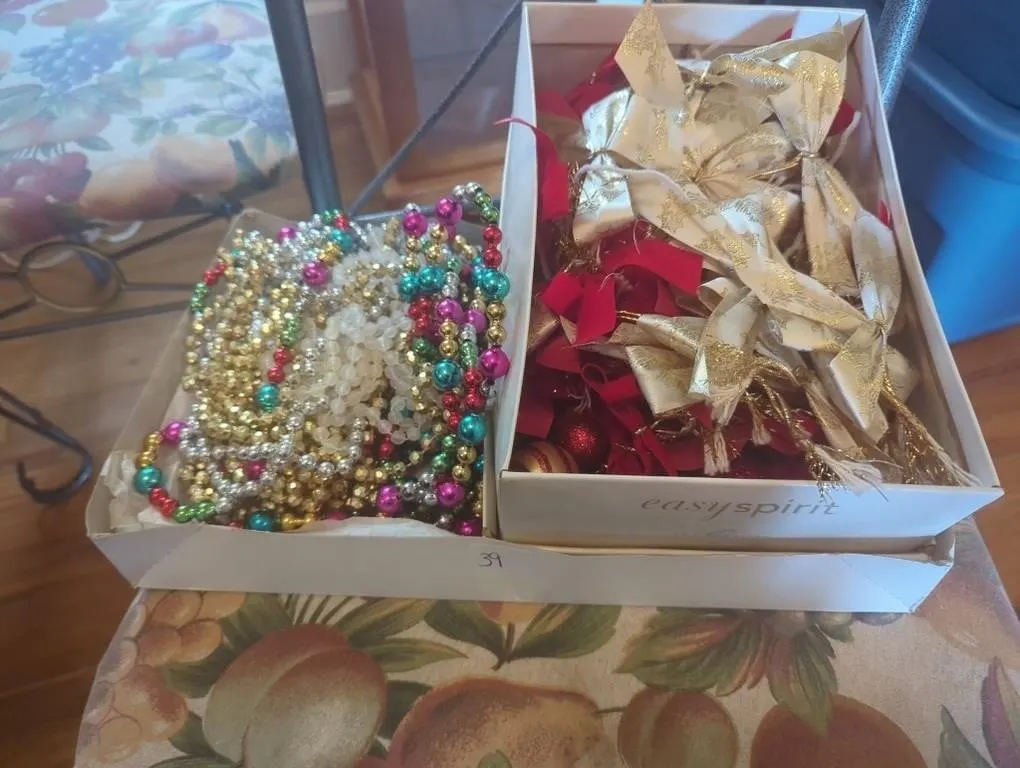 Vintage Christmas beads and bows