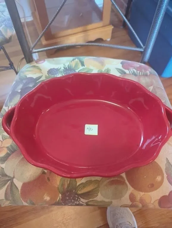 Red oval casserole dish