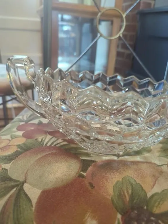 Glass bowl with handles