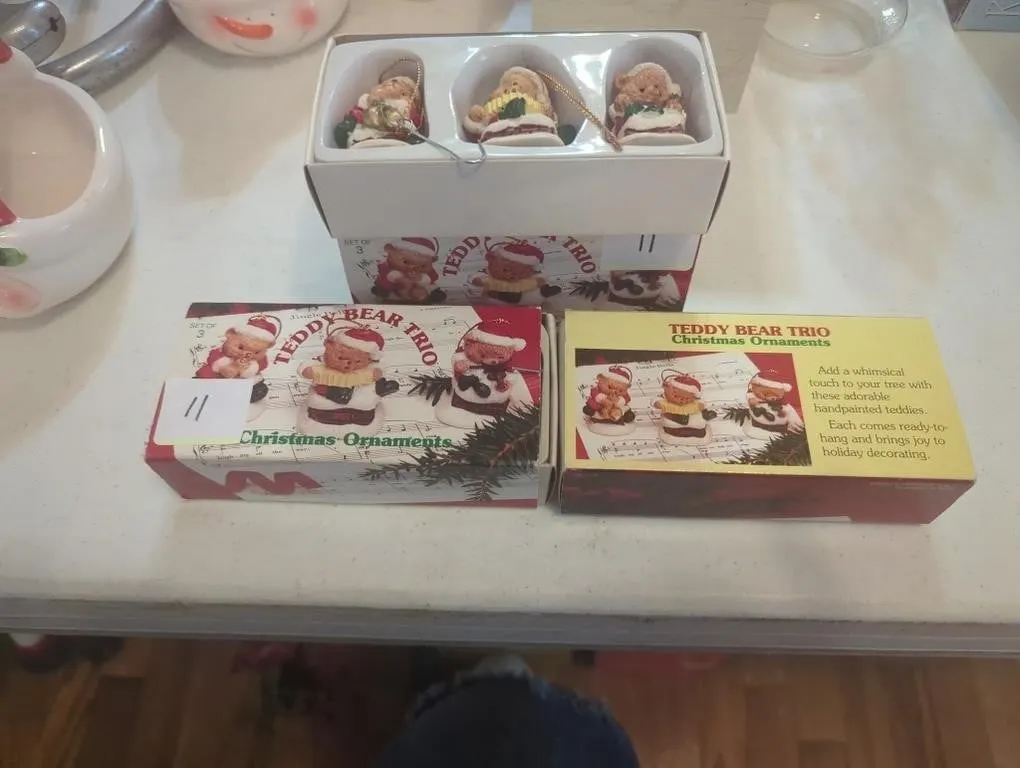 3 sets of Small Teddy Bear ornaments