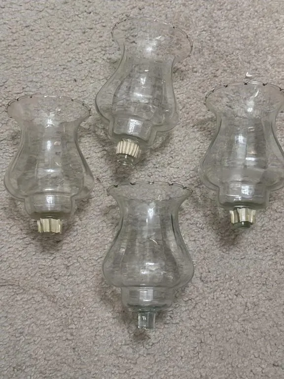 (4) Clear Glass Peg Votive Cup Candle Holder