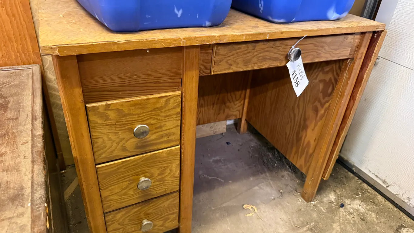 Wooden Desk with Foldout Extension on Side and 3-Tier Drawers