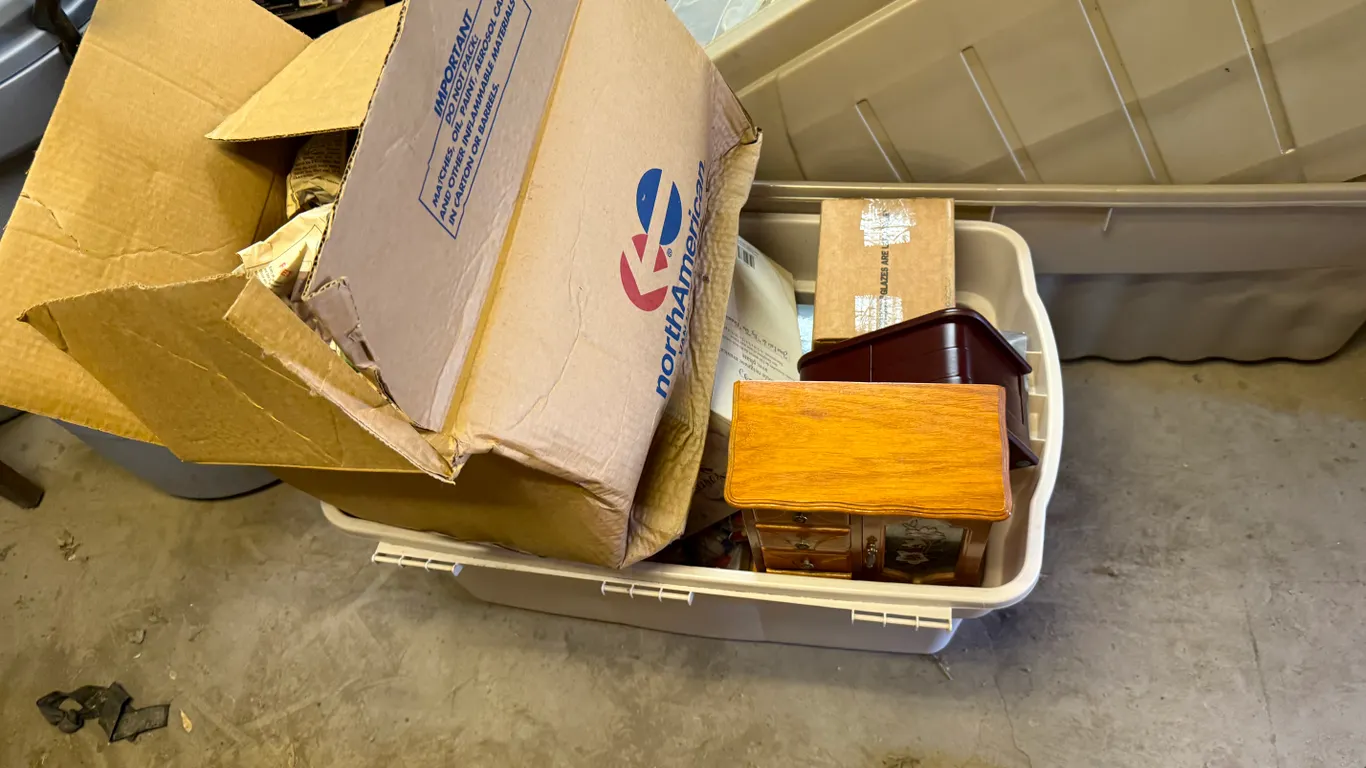 Box of Cups and Mugs and Home Decorations