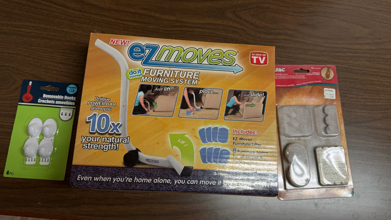 EZMoves Furniture Lifter, Wall Hooks and Felt Floor Savers