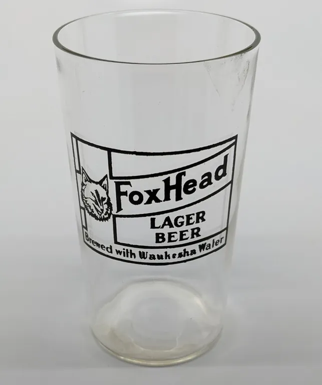 FOX HEAD LAGER BEER WAUKESHA WISCONSIN DRINKING GLASS