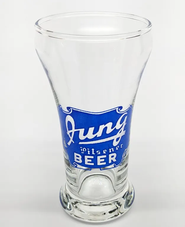 JUNG PILSENER RANDOM LAKE WICONSIN BEER DRINKING GLASS