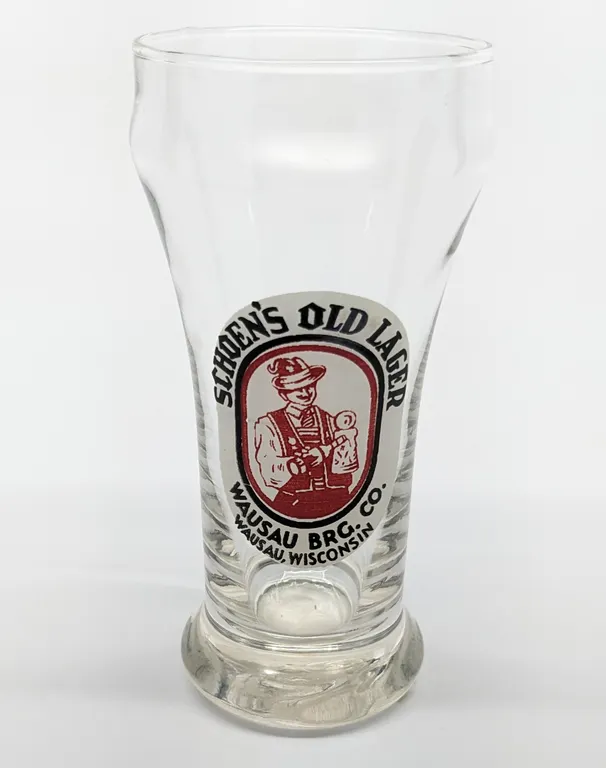 SCHOEN'S OLD LAGER WAUSAU BREWING CO WAUSAU WISCONSIN BEER DRINKING GLASS