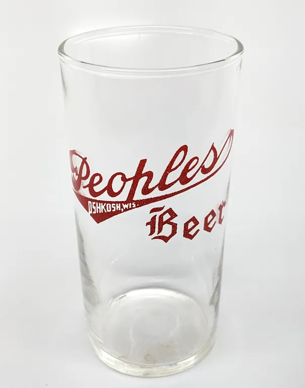 PEOPLES BEER OSHKOSH WISCONSIN DRINKING GLASS