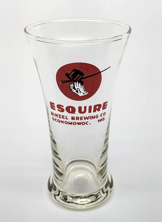 ESQUIRE BINZEL BREWING OCONOMOWOC WISCONSIN BEER DRINKING GLASS